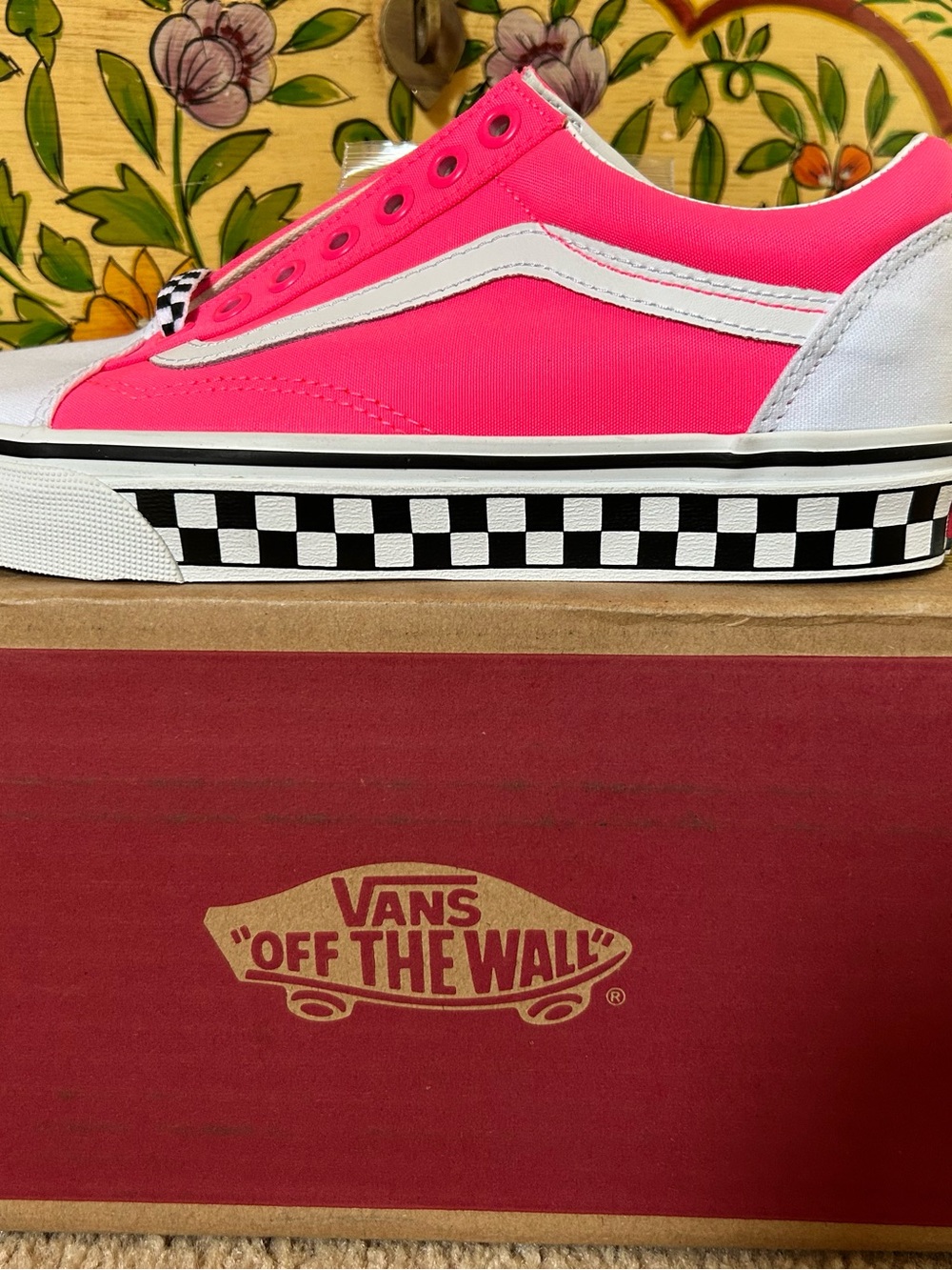 Vans Women's Neon Pink Checkerboard Platform Sneakers - Picture 2 of 7